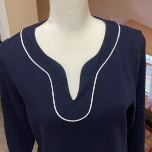 Talbots navy and white knit dress